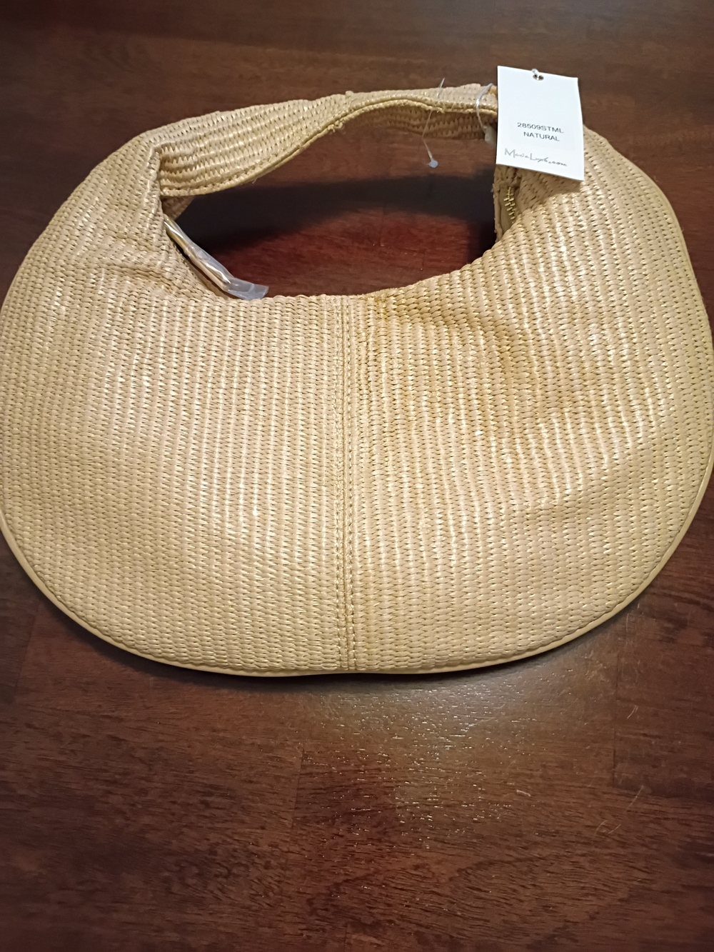 Straw Woven Crescent Hobo Bag - Natural